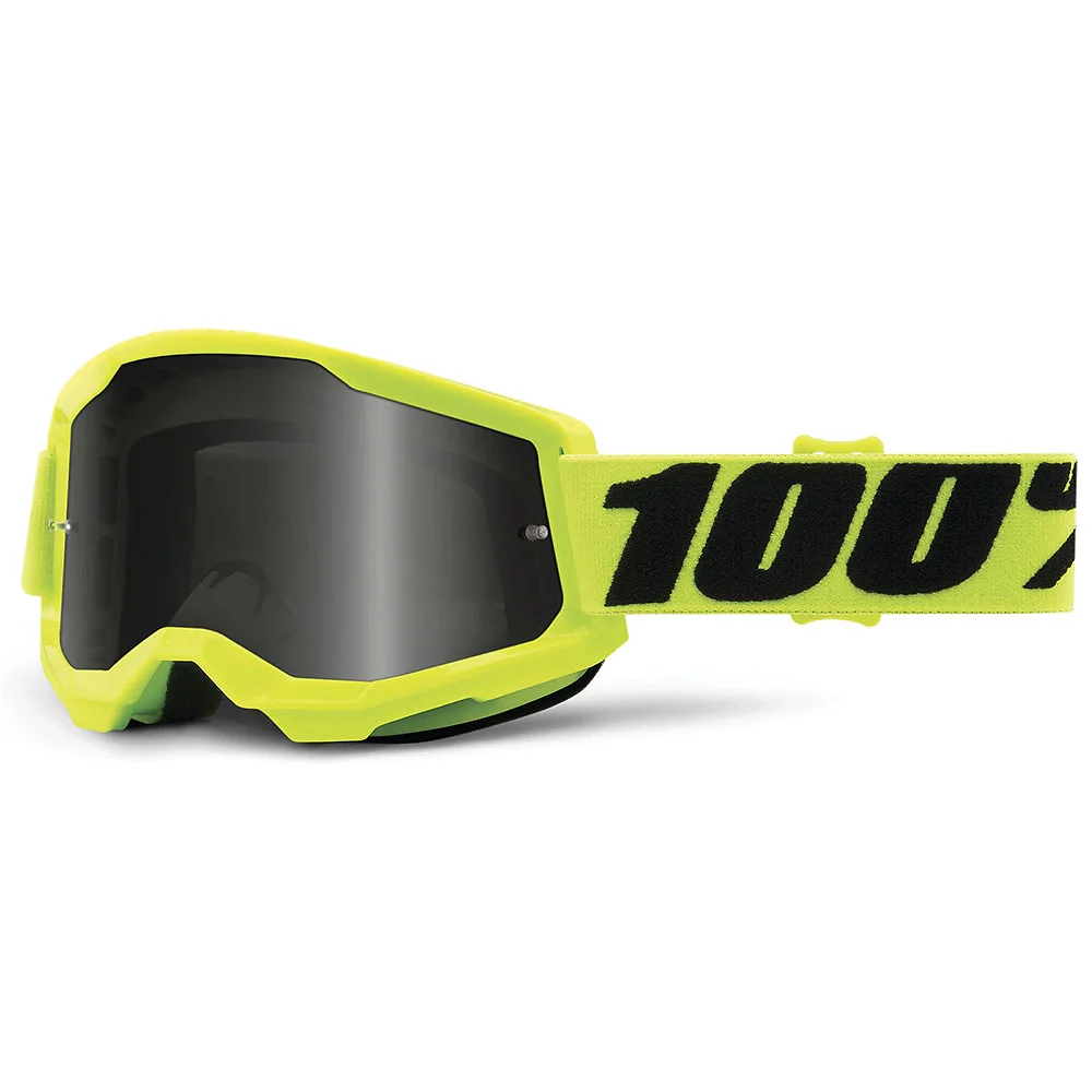 Toma estructural y acabado gráfico Ahumado, Amarillo Fluorescente del modelo Goggles 100% STRATA 2 SAND - Moto Garage Miami
