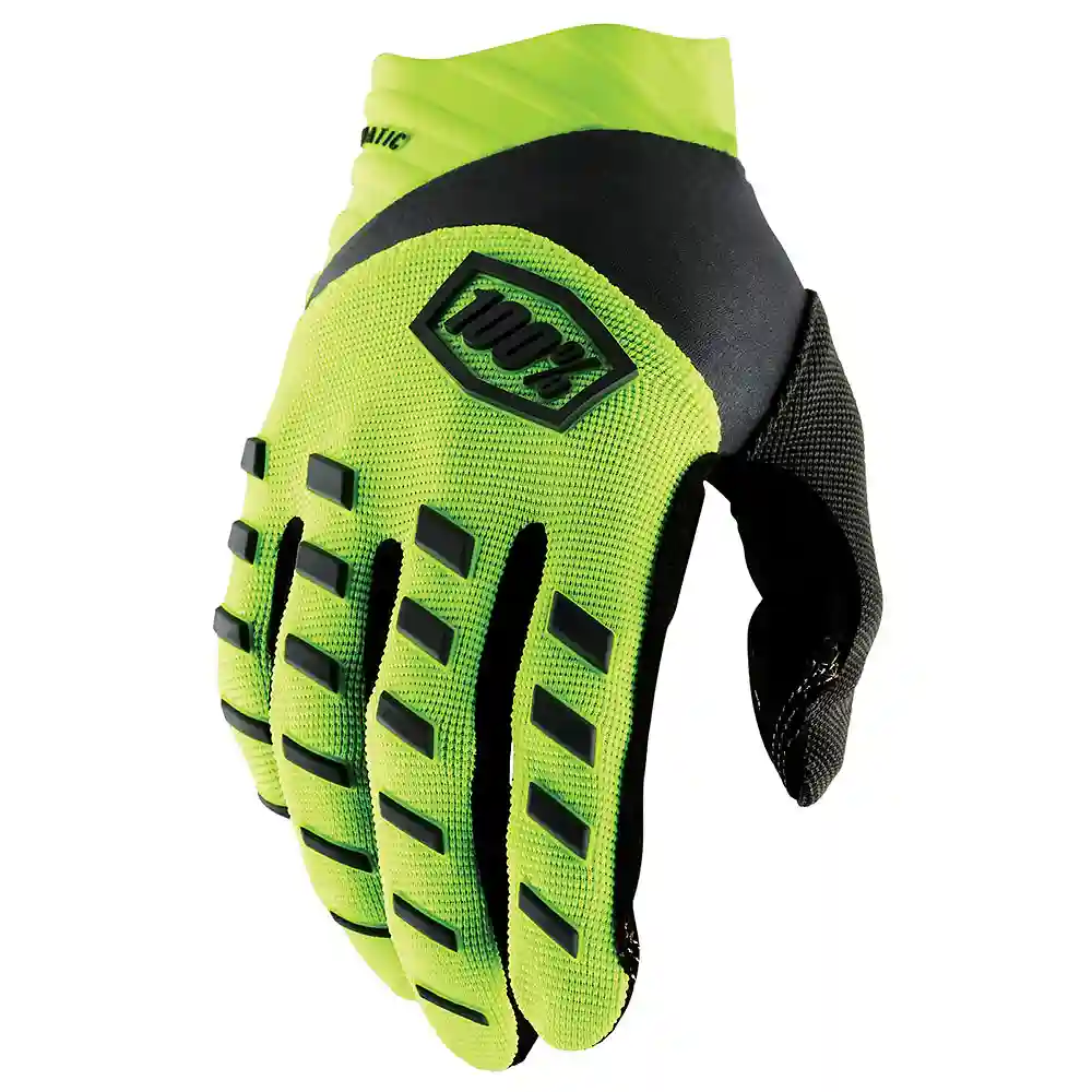 Materiales y estética visual de la versión Amarillo Fluor/Negro, 2XL del Guantes 100% AIRMATIC - Moto Garage Miami