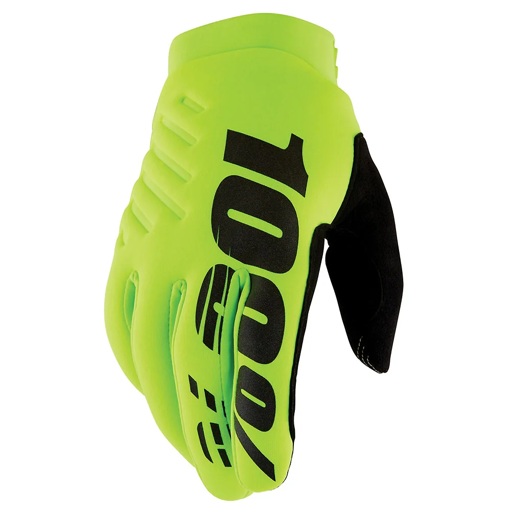 Toma estructural y acabado gráfico Amarillo Fluor/Negro, XL del modelo Guantes 100% BRISKER Juvenil (Clima Frio) - Moto Garage Miami