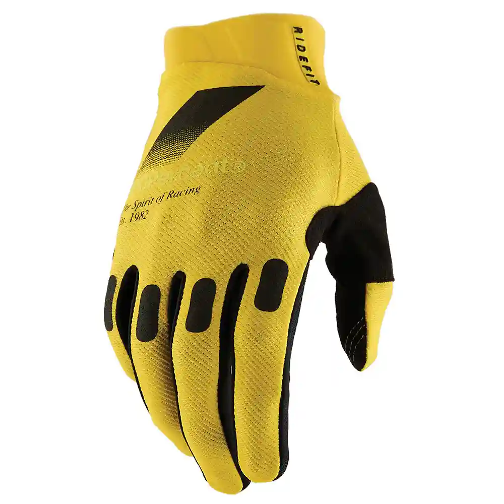 Materiales y estética visual de la versión Amarillo, 2XL del Guantes 100% RIDEFIT - Moto Garage Miami
