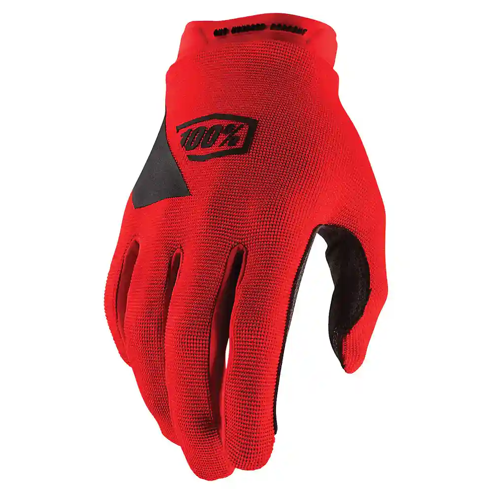 Materiales y estética visual de la versión Rojo, 2XL del Guantes 100% RIDECAMP - Moto Garage Miami