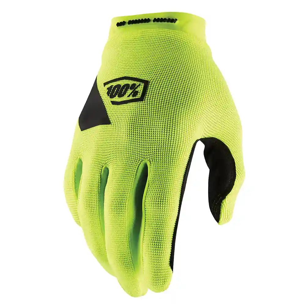 Detalle de pintura y diseño en tonalidad Amarillo Fluor, 2XL del Guantes 100% RIDECAMP - Moto Garage Miami