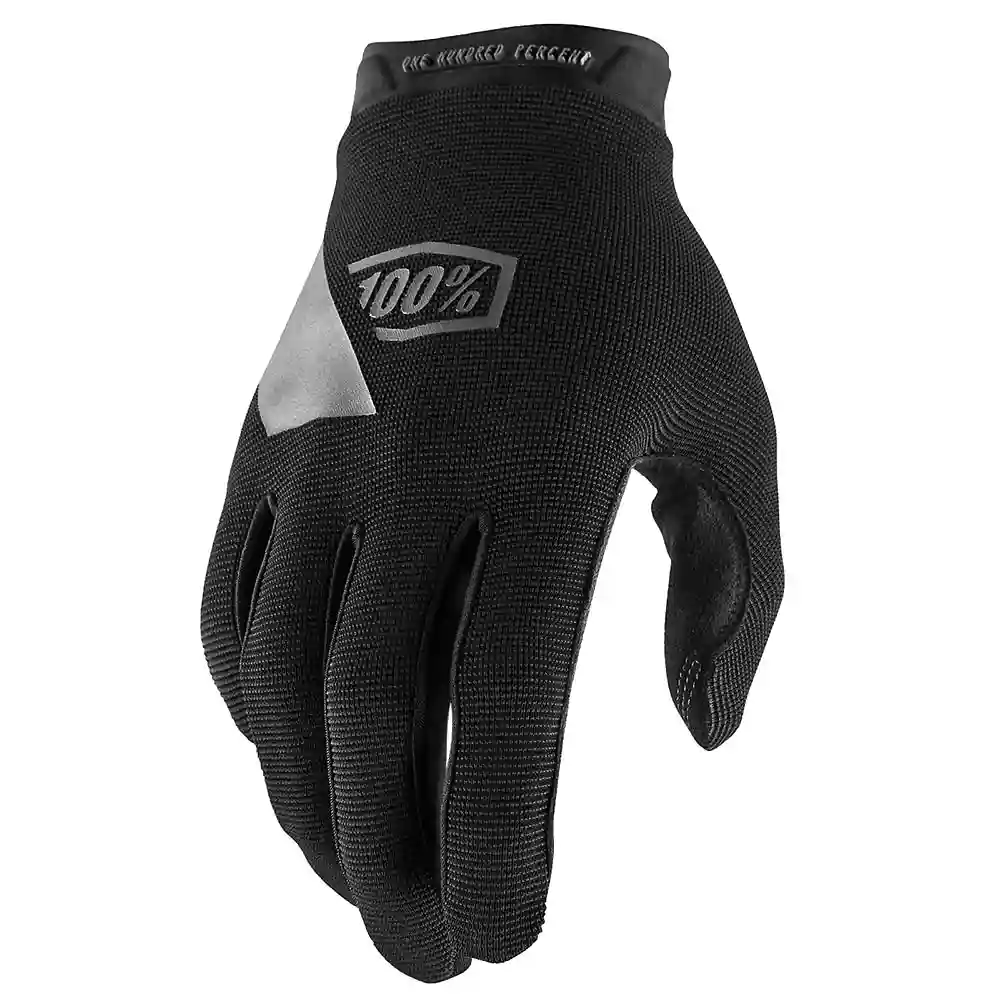 Materiales y estética visual de la versión Negro, XL del Guantes 100% RIDECAMP Juvenil - Moto Garage Miami