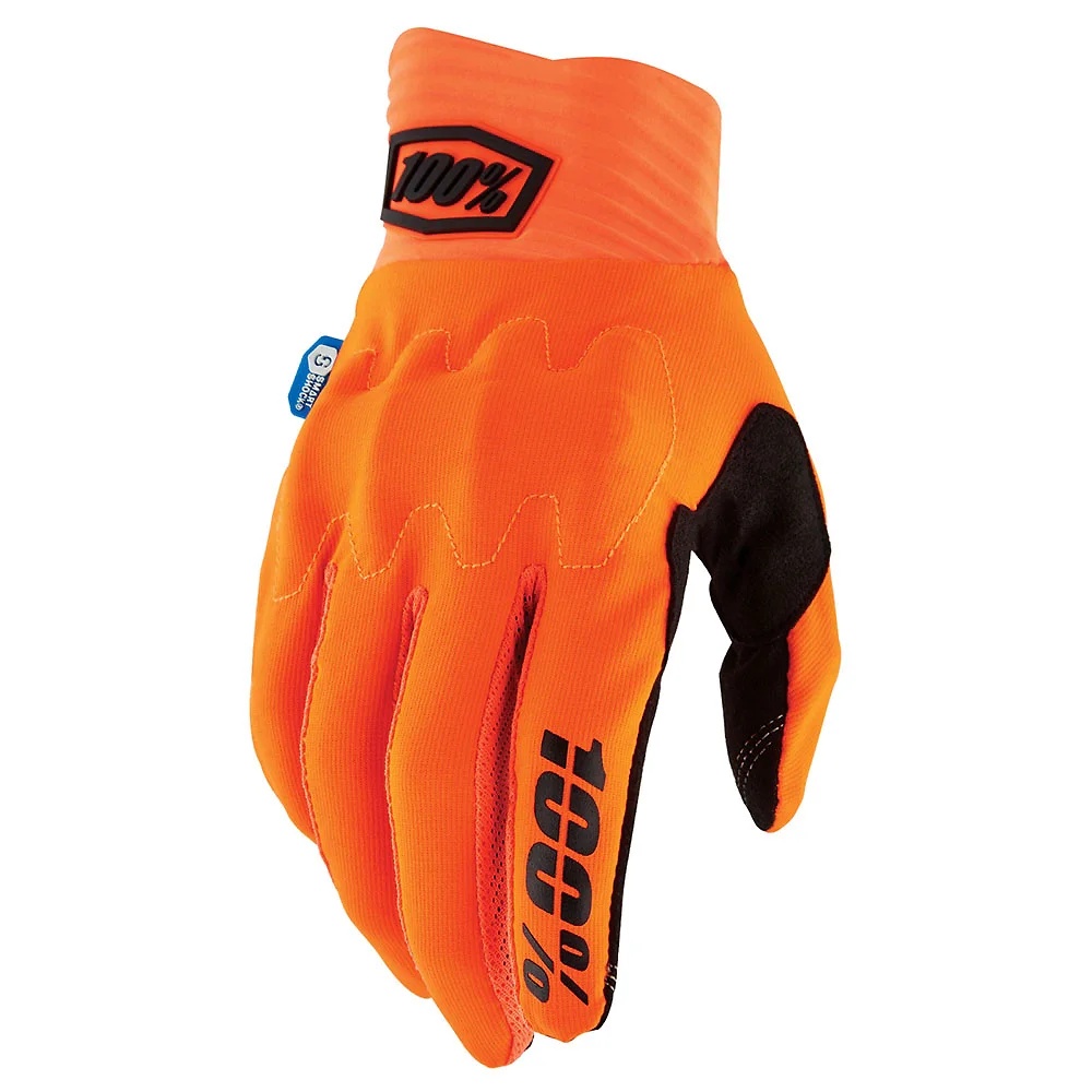 Detalle de pintura y diseño en tonalidad Naranja Fluor, 2XL del Guantes 100% COGNITO SMART SHOCK - Moto Garage Miami