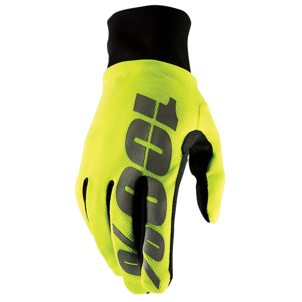 Materiales y estética visual de la versión Amarillo Fluor, 2XL del Guantes 100% HYDROMATIC - Moto Garage Miami