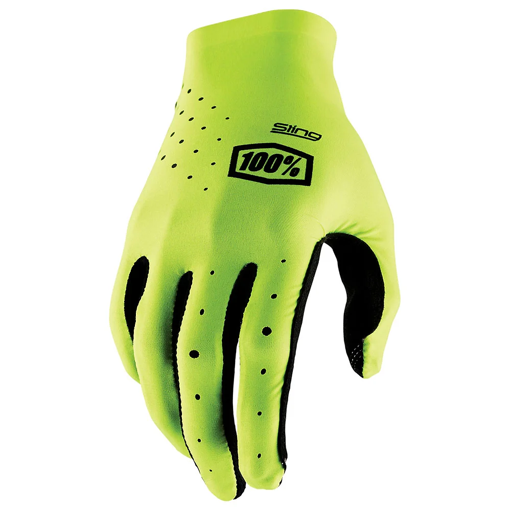 Materiales y estética visual de la versión Amarillo Fluor, 2XL del Guantes 100% SLING - Moto Garage Miami