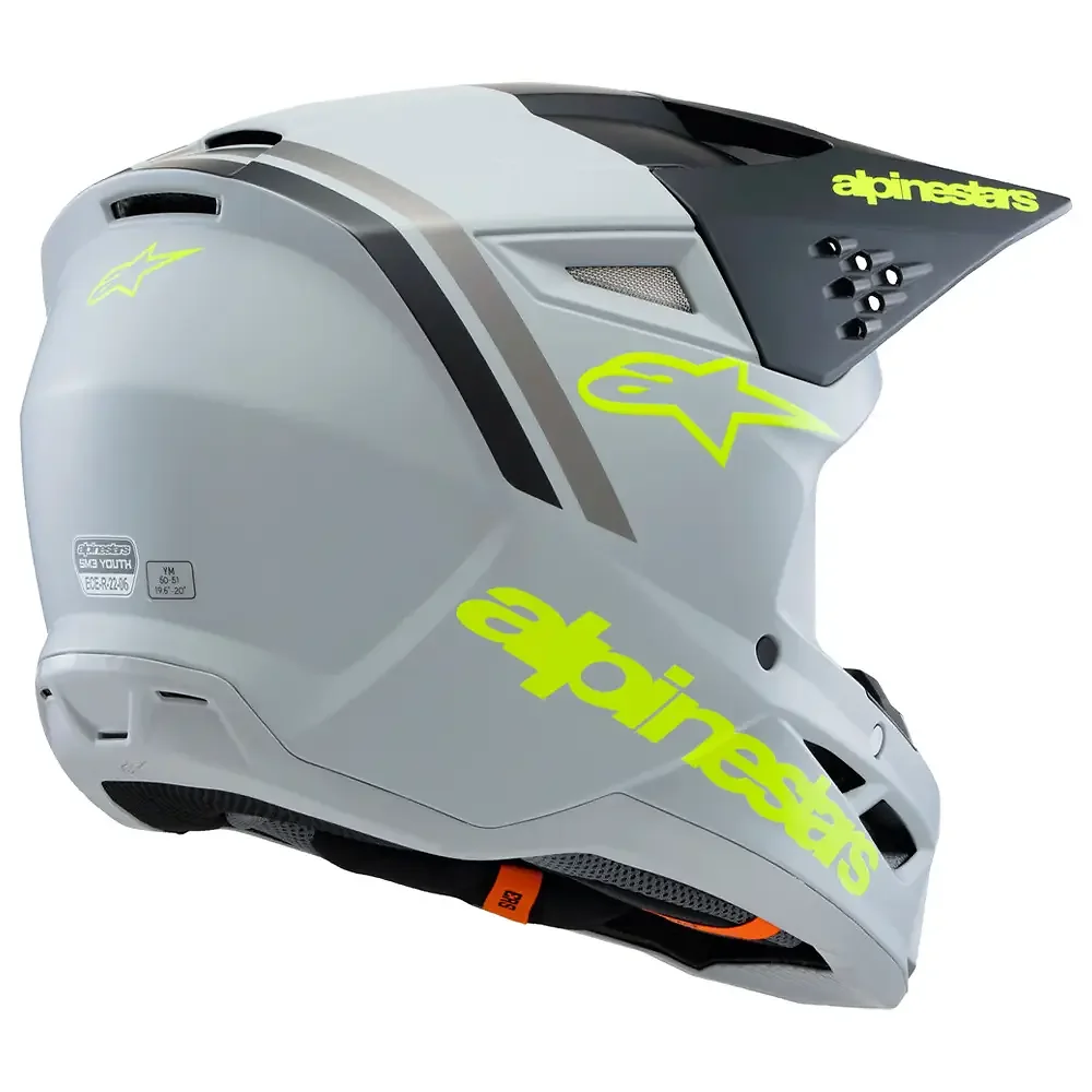 Primer plano de la construcción y material del SM3 RADIUM (NIÑOS) - Casco Alpinestars - Moto Garage Miami