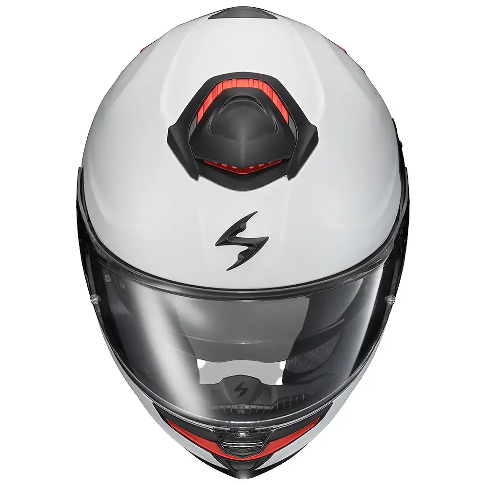 Vista frontal y diseño de calota del EXO-ECLIPSE Sólido Casco Scorpion EXO - Moto Garage Miami