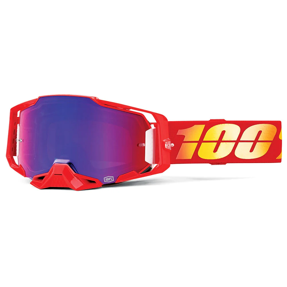 Materiales y estética visual de la versión Espejo Rojo, Rojo del Goggles 100% ARMEGA - Moto Garage Miami