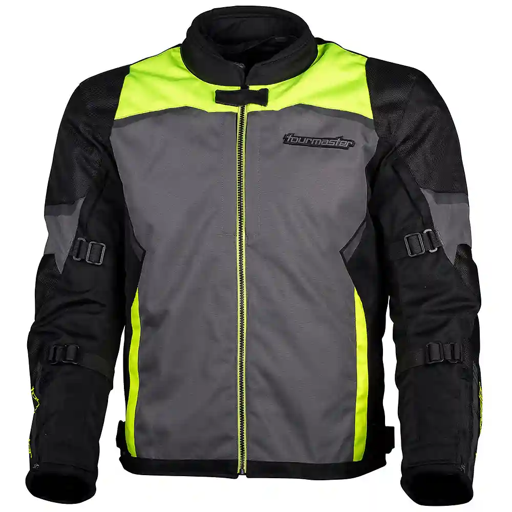 Vista frontal y diseño de calota del INTAKE Chaqueta Tourmaster - Moto Garage Miami