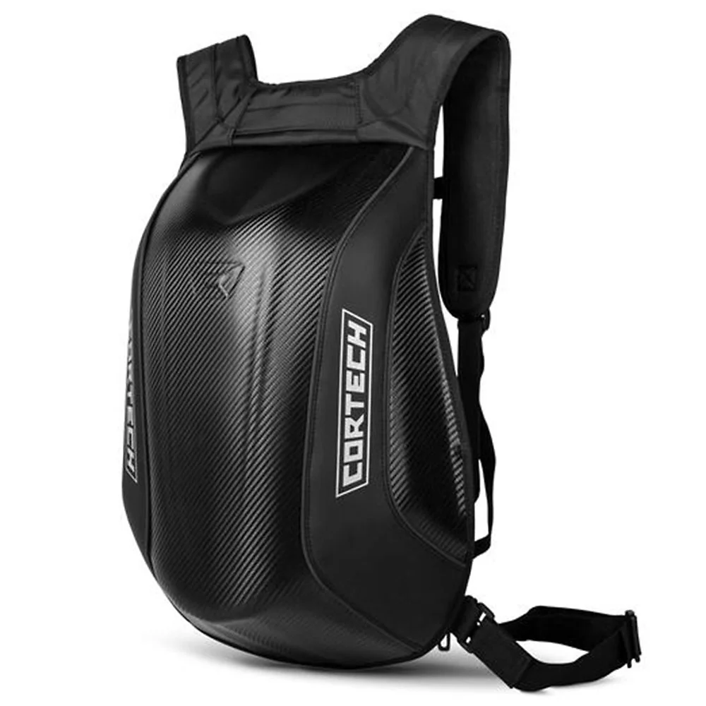 Vista frontal y diseño de calota del Mochila Cortech AIR RAID - Moto Garage Miami