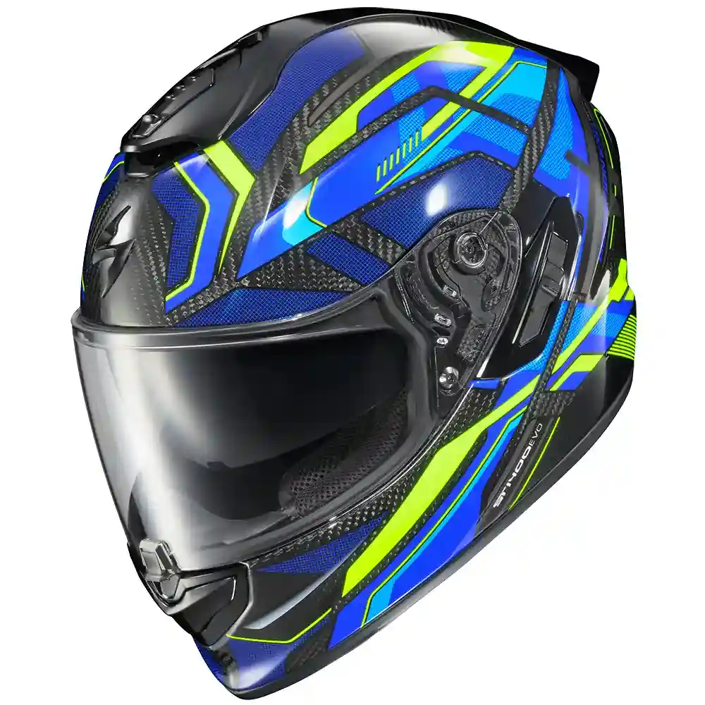 Acabado de fábrica en color Azul Brillante/Amarillo de Alta Visibilidad, 2XL para el EXO-ST1400 EVO CARBONO HEX Casco EXO - Moto Garage Miami