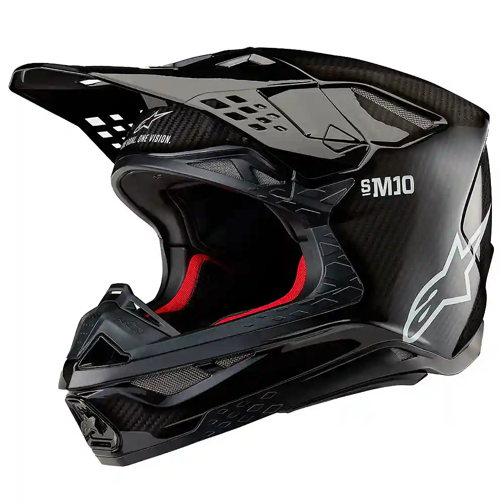 Toma estructural y acabado gráfico Fibra de Carbono Negro Brillante, 2XL del modelo SUPERTECH M10 Sólido Casco - Moto Garage Miami