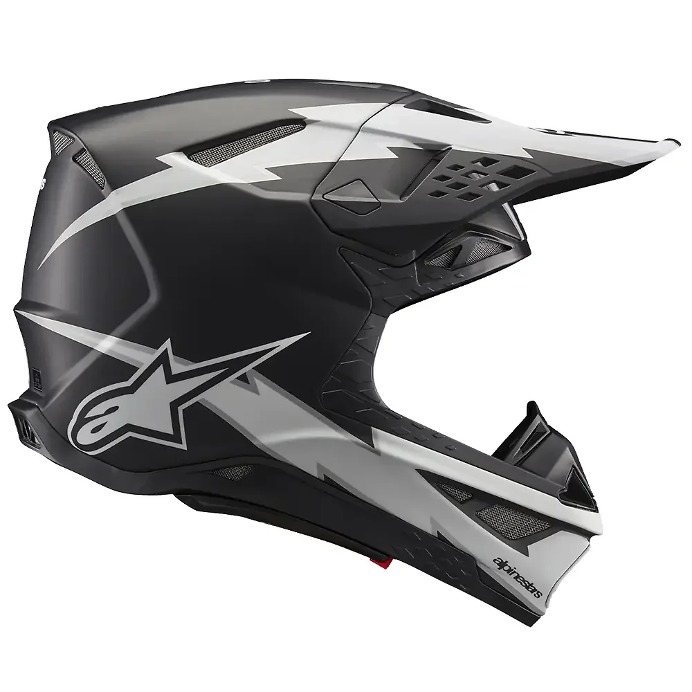 Vista frontal y diseño de calota del SUPERTECH M10 AMPRESS Casco Alpinestars - Moto Garage Miami