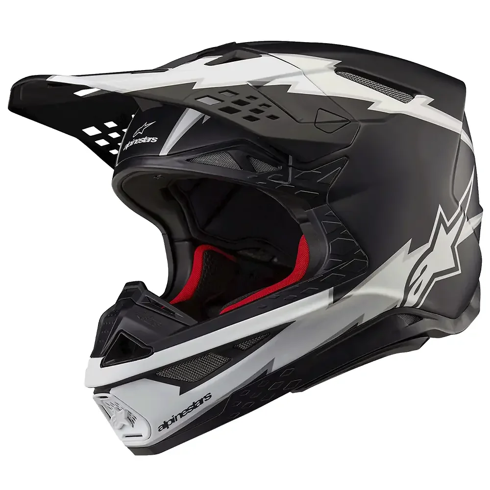 Materiales y estética visual de la versión Negro/Blanco Mate, 2XL del SUPERTECH M10 AMPRESS Casco - Moto Garage Miami