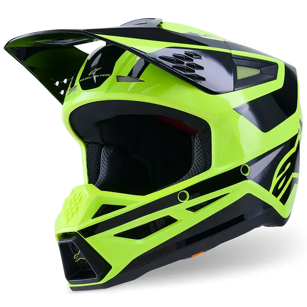 Detalle de pintura y diseño en tonalidad Amarillo Fluor/Negro Brillante, 2XL del SM3 HEAT Casco - Moto Garage Miami