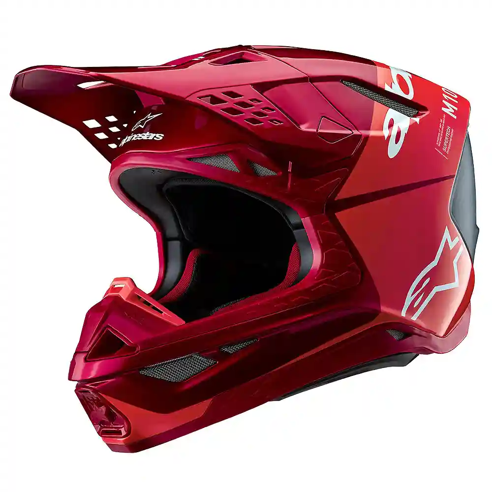 Toma estructural y acabado gráfico Rojo Fluor/Rojo Mate y Brillante, 2XL del modelo SUPERTECH M10 FLOOD Casco - Moto Garage Miami