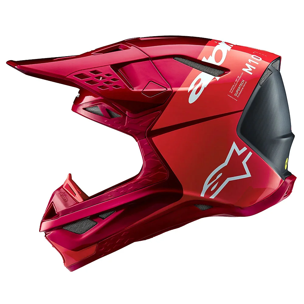 Vista frontal y diseño de calota del SUPERTECH M10 FLOOD Casco Alpinestars - Moto Garage Miami
