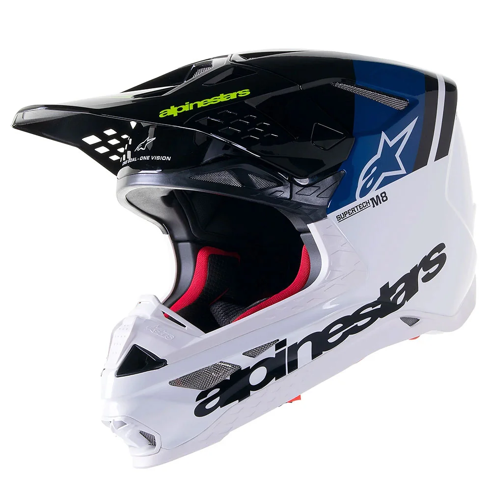 Materiales y estética visual de la versión Azul Vida Nocturna UCLA/Blanco Brillante, 2XL del S-M8 RADIUM 2 Casco - Moto Garage Miami