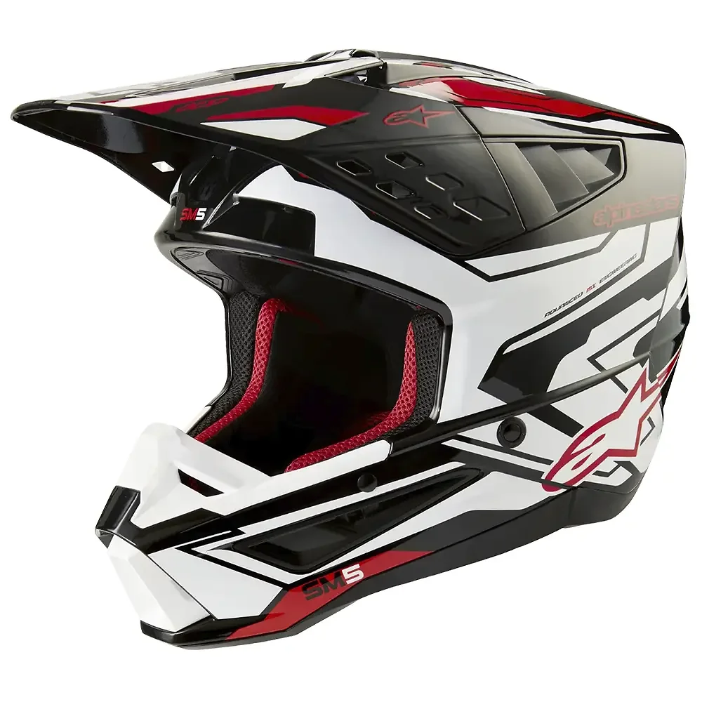 Acabado de fábrica en color Negro/Blanco/Rojo Brillante, 2XL para el SM5 ACTION 2 Casco - Moto Garage Miami