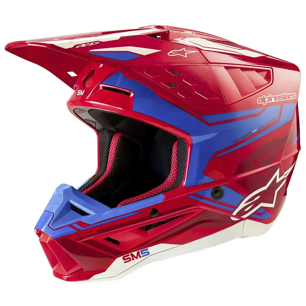 Acabado de fábrica en color Rojo Brillante/Azul Brillante, 2XL para el SM5 ACTION 2 Casco - Moto Garage Miami