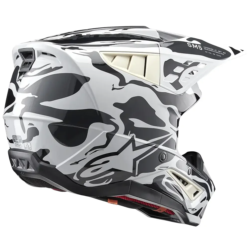 Primer plano de la construcción y material del SM5 MINERAL Gris Frío/Gris Oscuro Brillante Casco Alpinestars - Moto Garage Miami