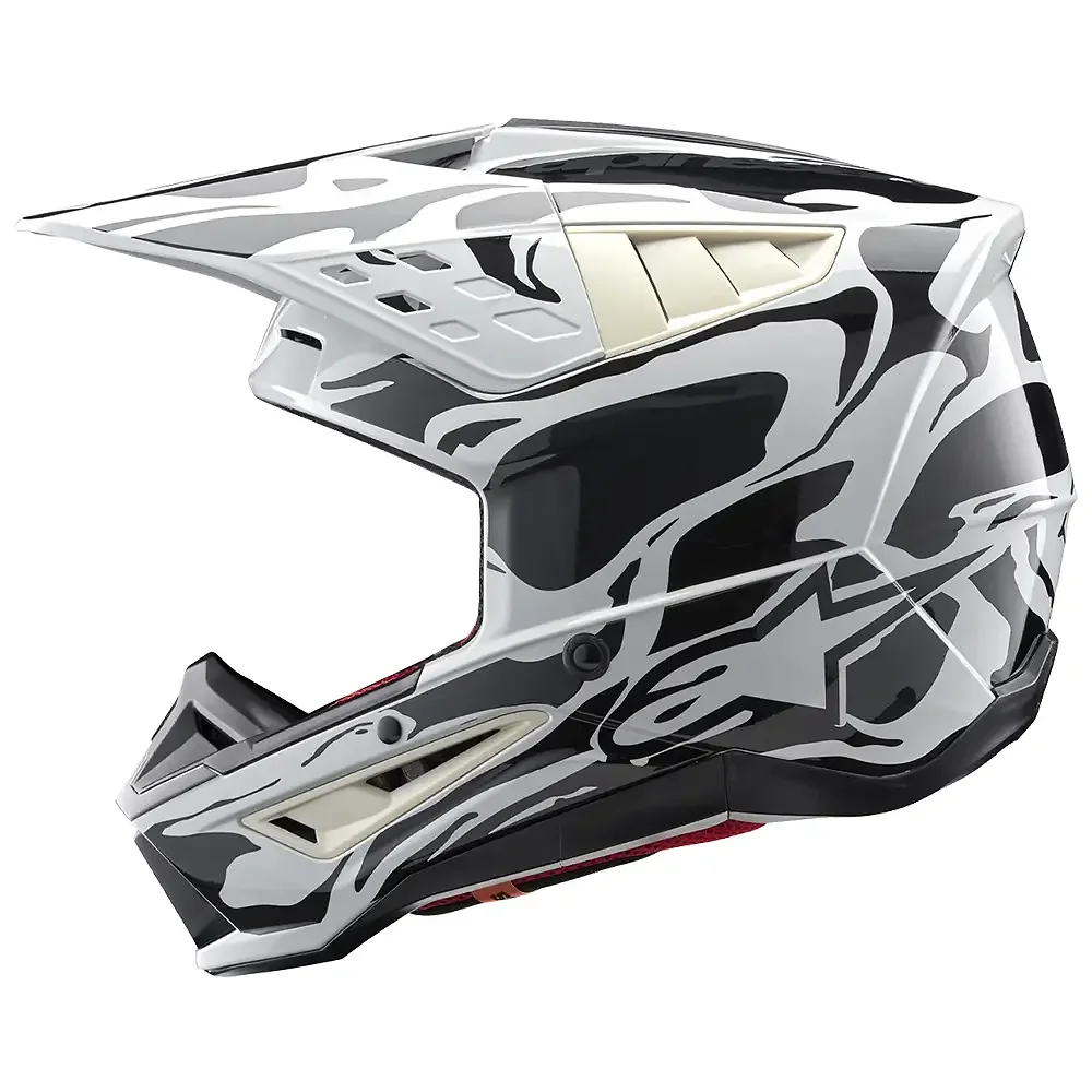 Detalle posterior y spoiler integrado del equipamiento SM5 MINERAL Gris Frío/Gris Oscuro Brillante Casco Alpinestars - Moto Garage Miami