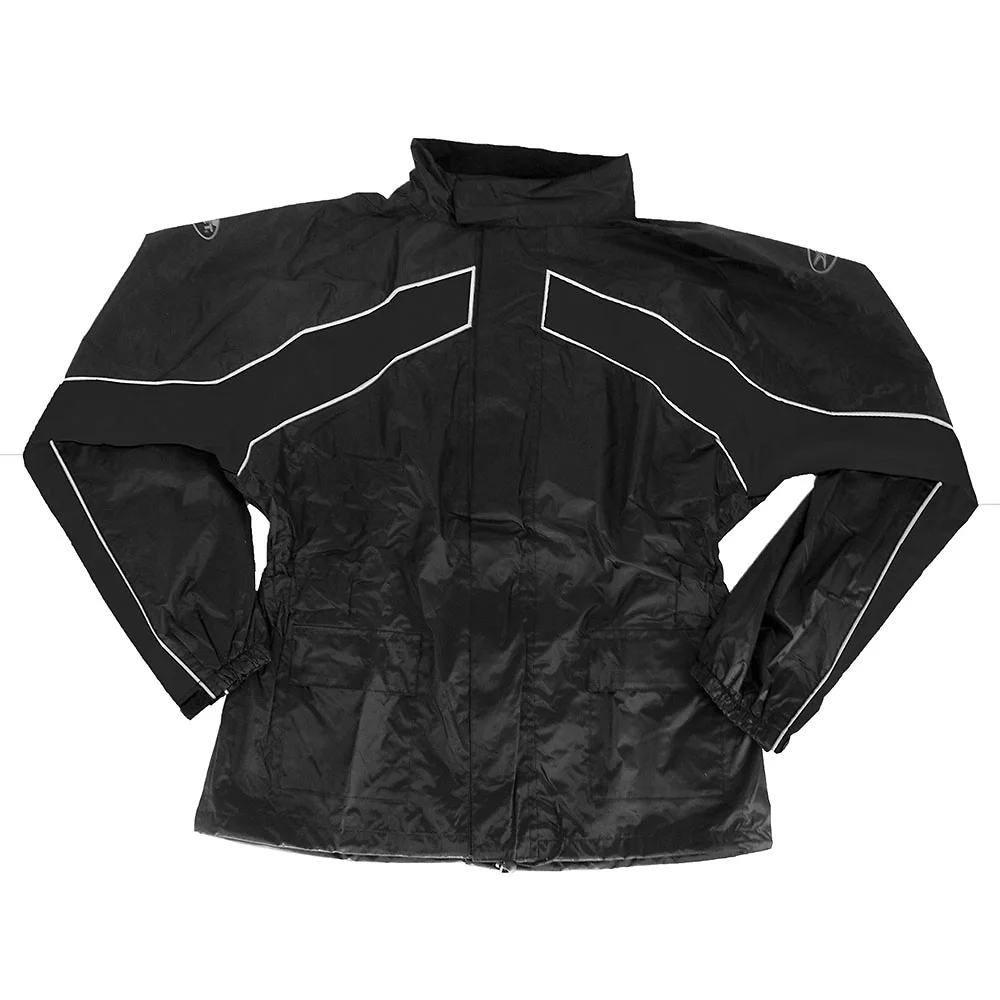 Materiales y estética visual de la versión Negro, 4XL del Traje de lluvia de 2 Piezas RS-2 - Moto Garage Miami