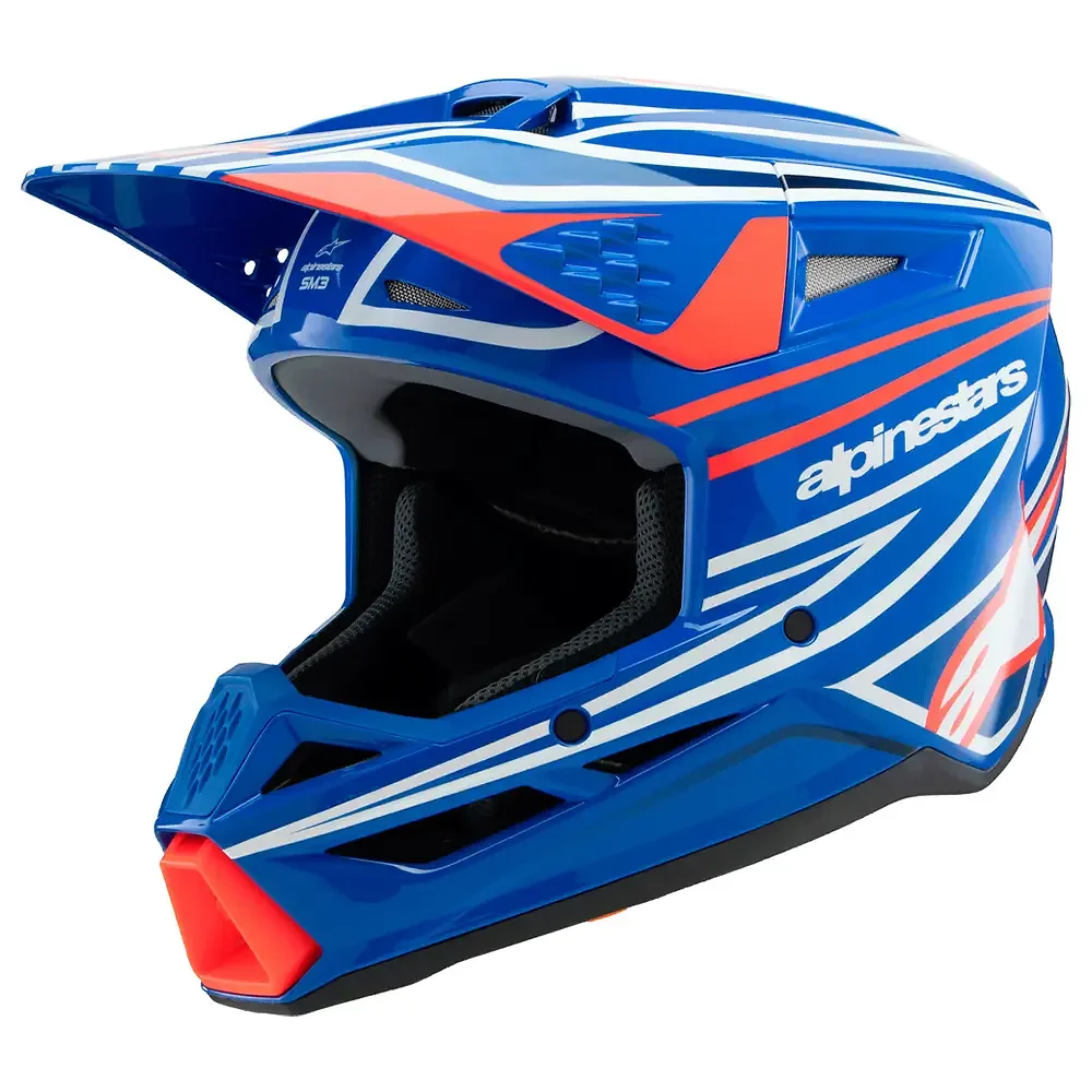 Toma estructural y acabado gráfico Azul/Rojo/Blanco/Negro, S Juvenil del modelo SM3 WURX (NIÑOS) - Casco - Moto Garage Miami
