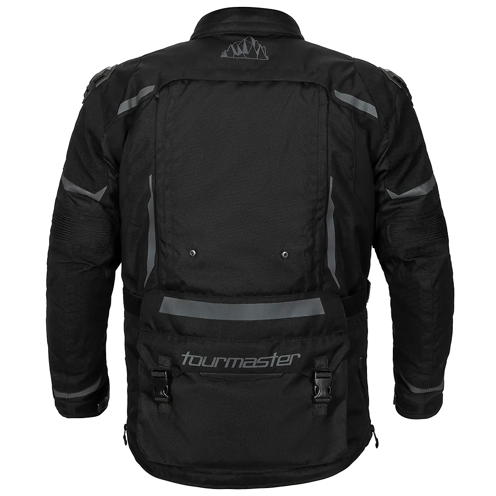 Vista frontal y diseño de calota del THE TREK ADV Chaqueta Tourmaster - Moto Garage Miami