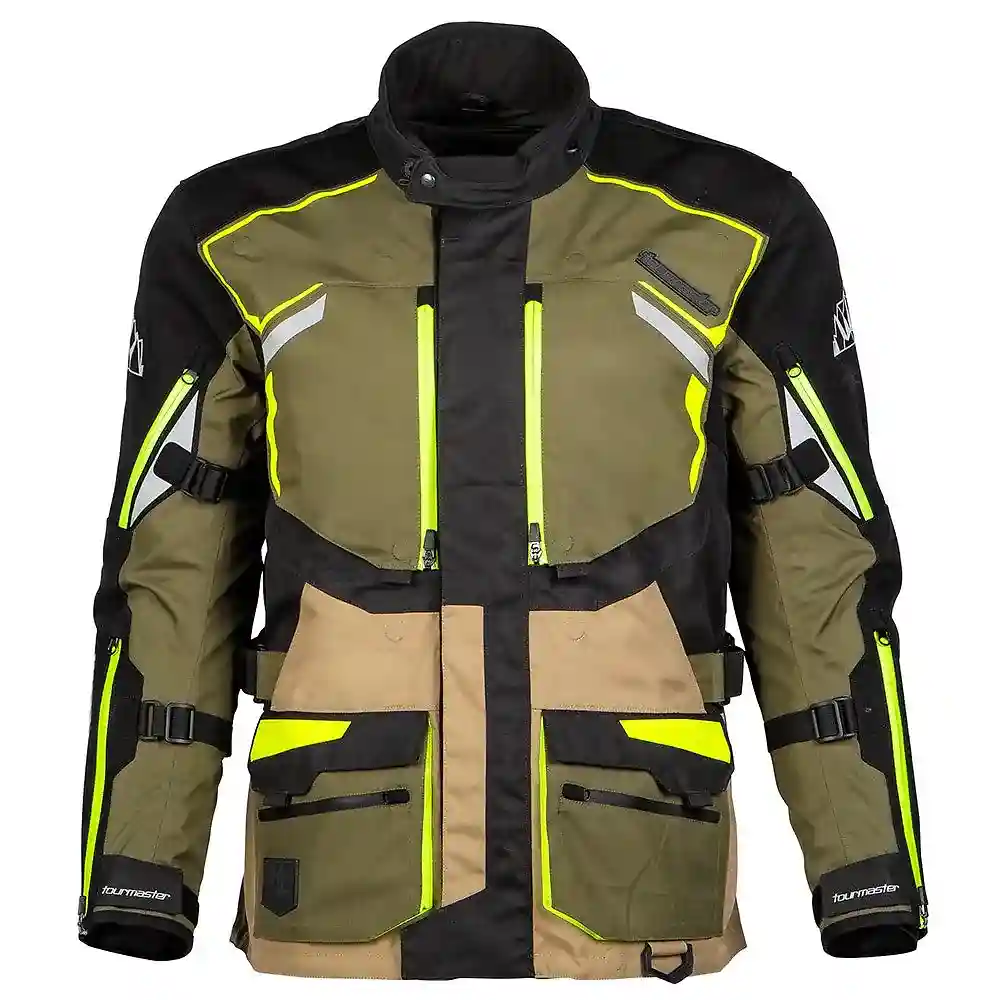 Materiales y estética visual de la versión Olivo, 3XL del HIGHLANDER ADV Chaqueta - Moto Garage Miami