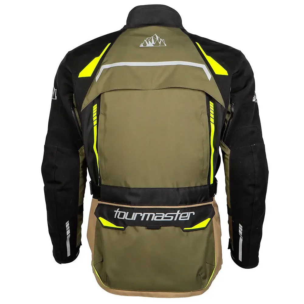 Vista frontal y diseño de calota del HIGHLANDER ADV Chaqueta Tourmaster - Moto Garage Miami