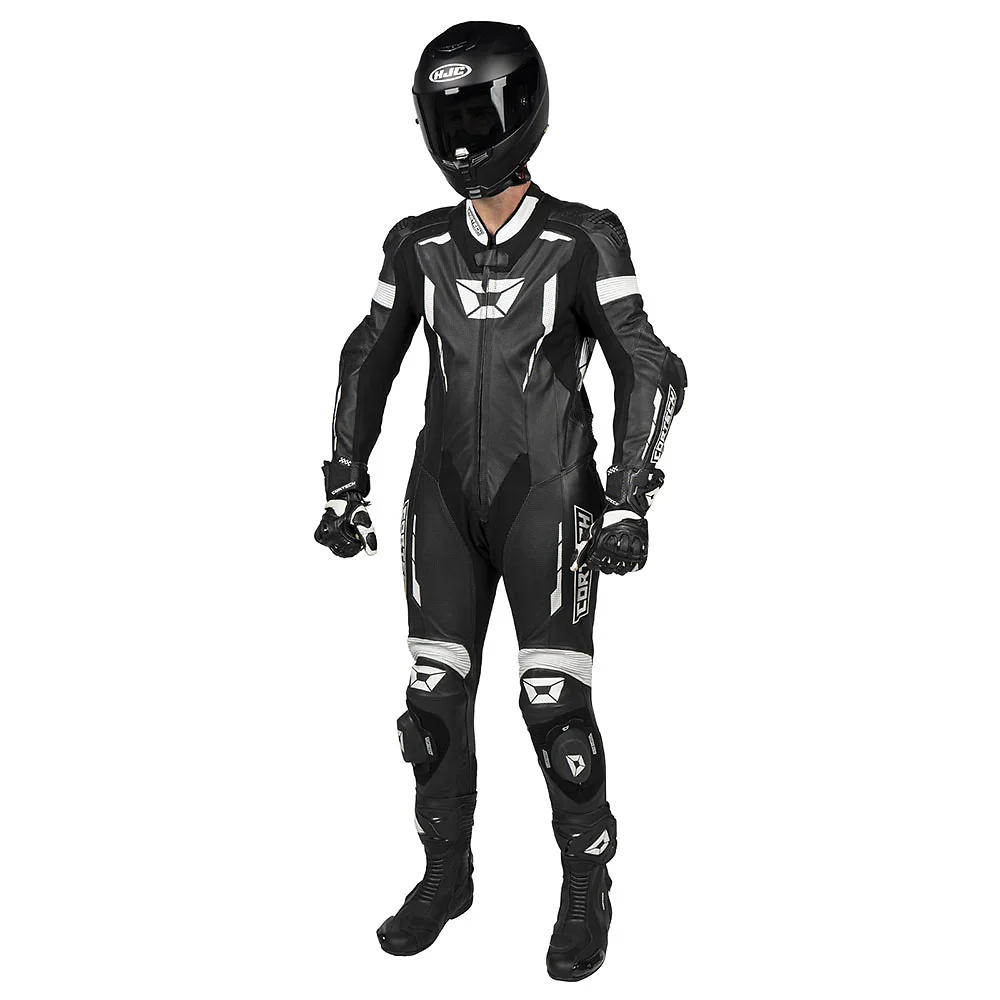 Toma estructural y acabado gráfico Negro/Blanco, 2XL del modelo SECTOR PRO AIR Traje de cuero - Moto Garage Miami