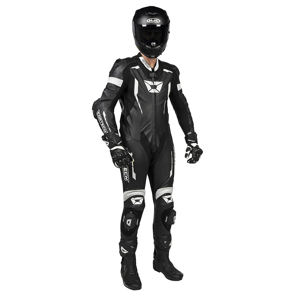 Toma estructural y acabado gráfico Negro/Blanco, S del modelo SECTOR PRO AIR Traje de cuero - Moto Garage Miami