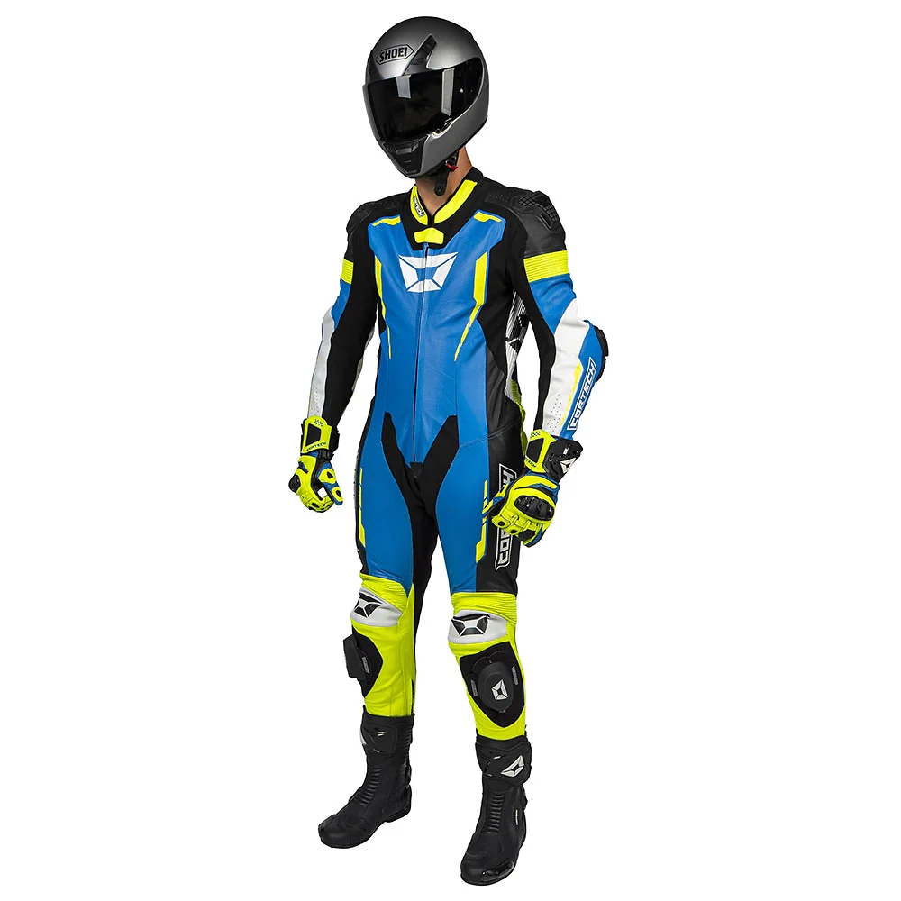 Toma estructural y acabado gráfico Azul/Alta Visibilidad, 2XL del modelo SECTOR PRO AIR Traje de cuero - Moto Garage Miami