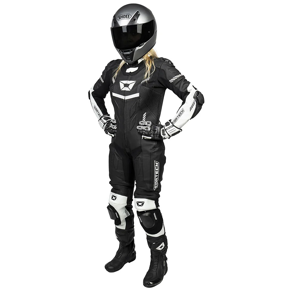 Acabado de fábrica en color Negro/Blanco, XL para el REVO SPORT AIR Mujer Traje de cuero - Moto Garage Miami