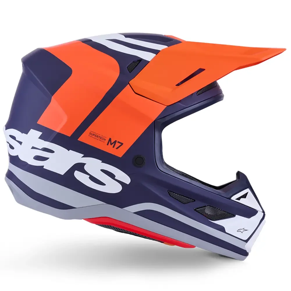Vista frontal y diseño de calota del SM7 CORE - Casco Alpinestars - Moto Garage Miami