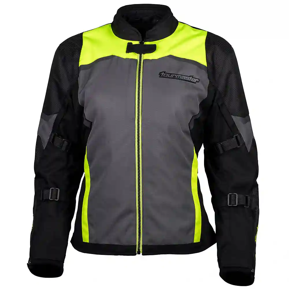 Detalle de pintura y diseño en tonalidad Negro/Alta Visibilidad, XL del INTAKE (Mujer) Chaqueta - Moto Garage Miami