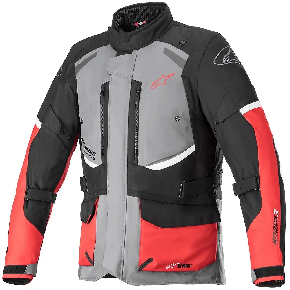 Toma estructural y acabado gráfico Gris Oscuro/Negro/Rojo Brillante, 4XL del modelo ANDES V3 Drystar® Chaqueta - Moto Garage Miami