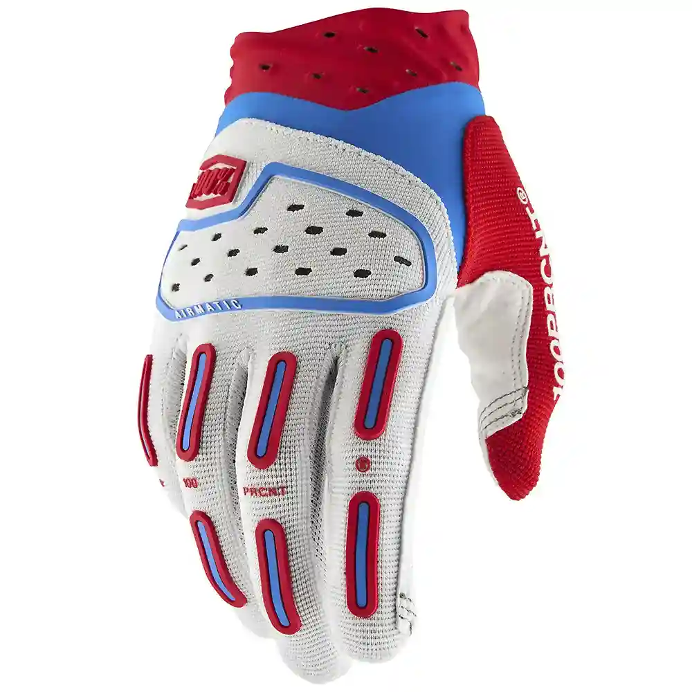 Detalle de pintura y diseño en tonalidad Rojo/Blanco/Azul, 2XL del Airmatic 2 / Guantes 100% - Moto Garage Miami