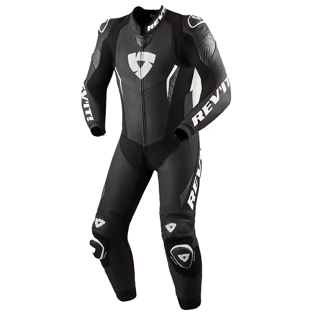 Acabado de fábrica en color Negro/Blanco, 56 para el Argon 3 / Mono de Cuero REV’IT! - Moto Garage Miami