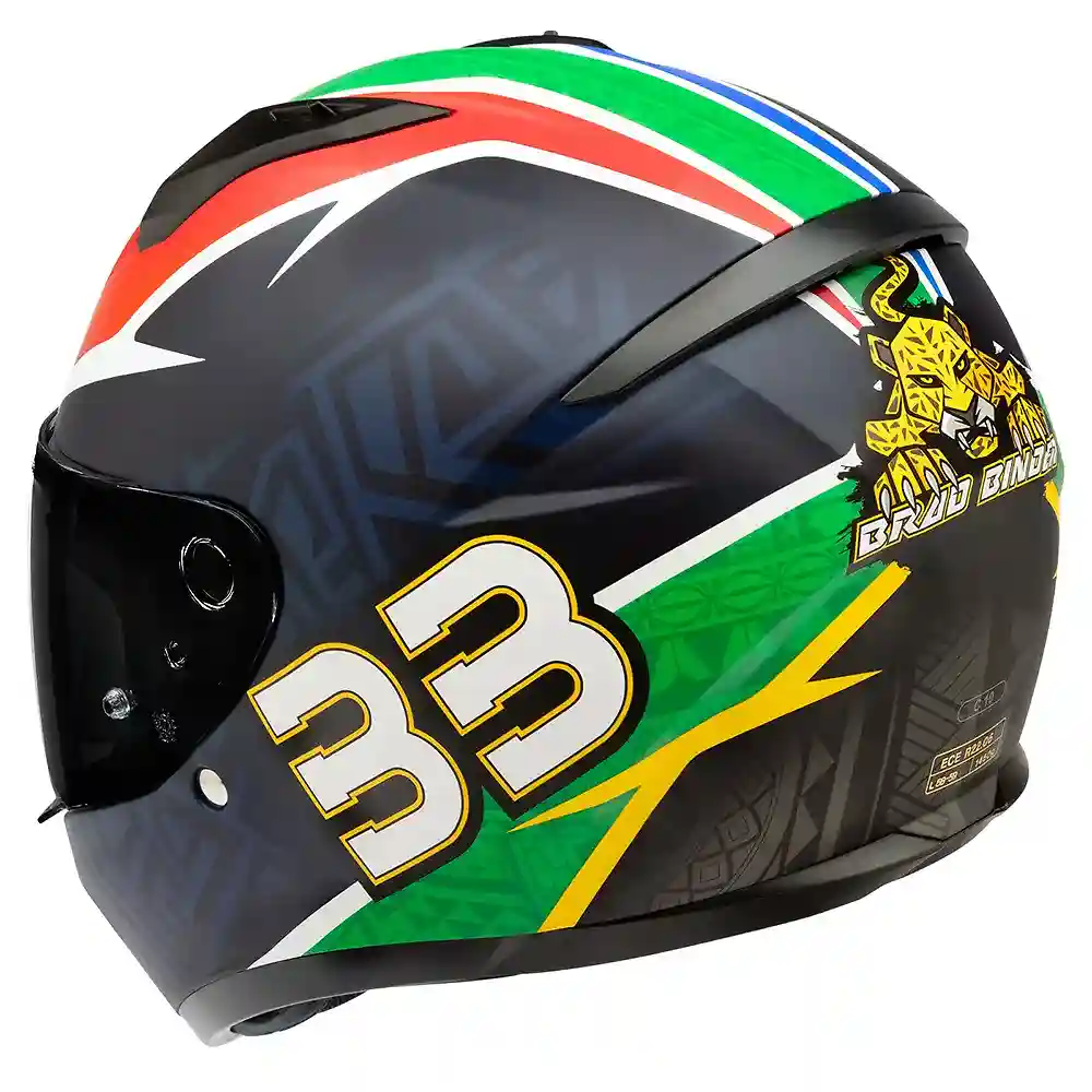Acabados interiores y sistema de retención del modelo C10 Brad Binder BB33 LTD / Casco HJC - Moto Garage Miami