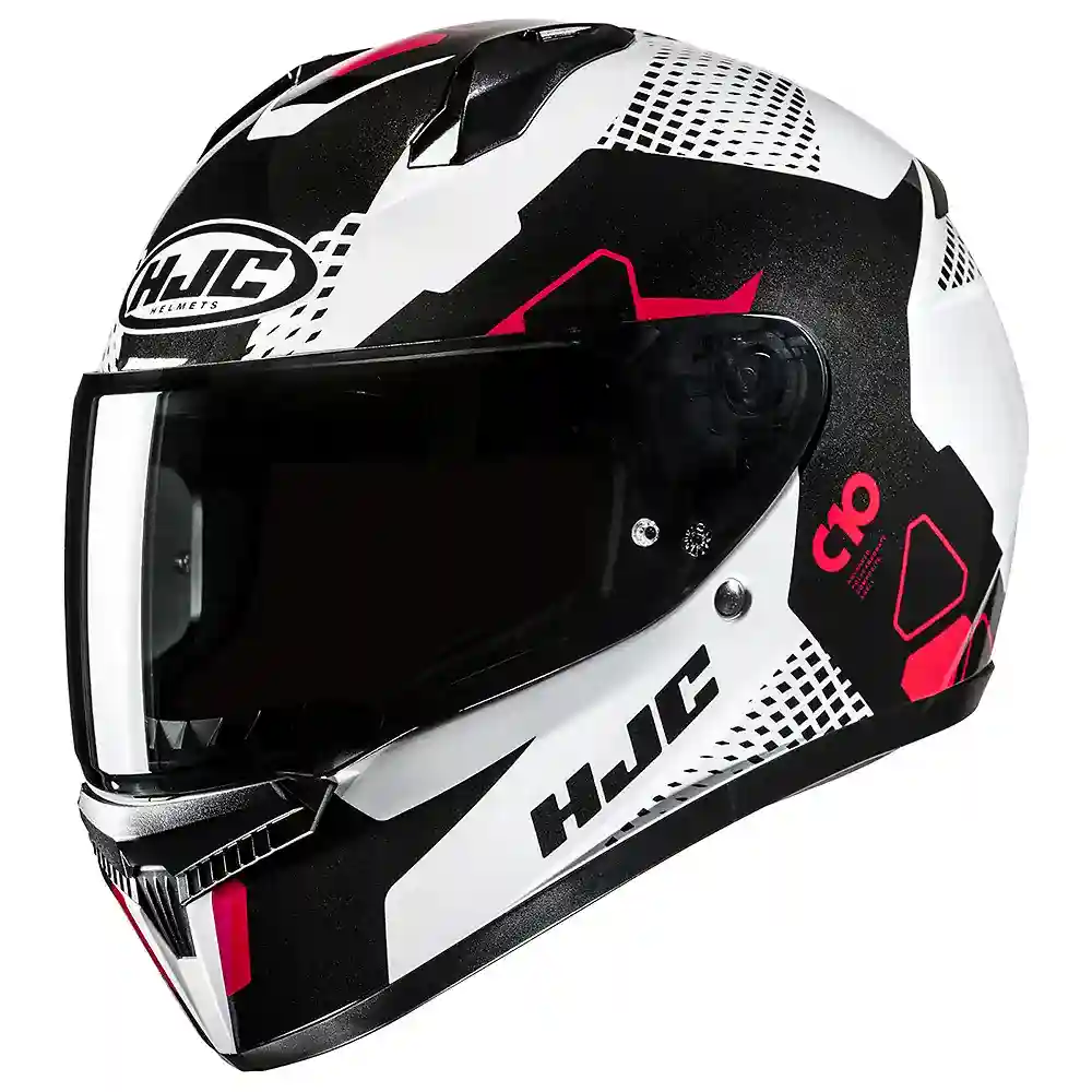 Vista frontal y diseño de calota del C10 ASPA / Casco HJC - Moto Garage Miami