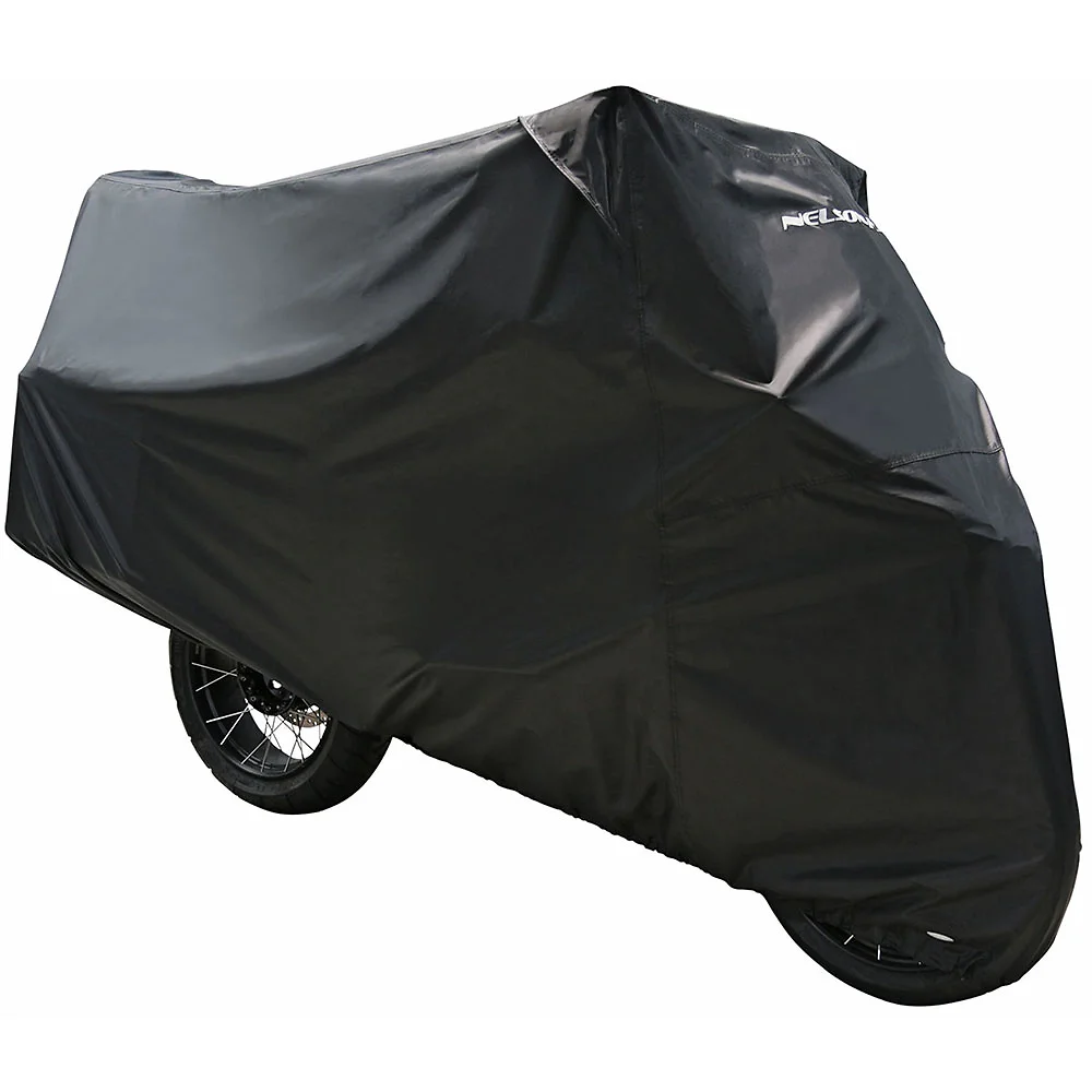 Vista frontal y diseño de calota del Cover Nelson Rigg DEFENDER EXTREME ADV - Moto Garage Miami
