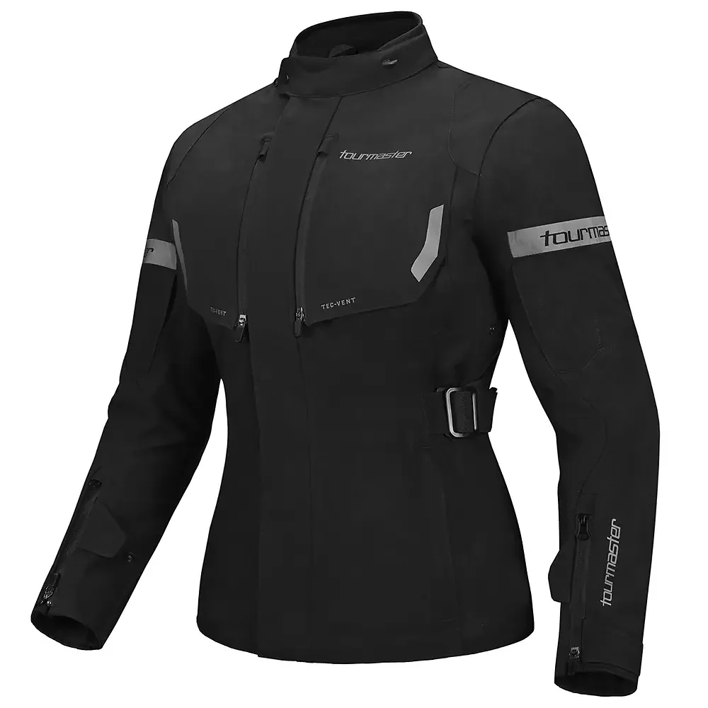 Toma estructural y acabado gráfico Negro/Negro, XL del modelo Discovery (Damas) Chaqueta - Moto Garage Miami