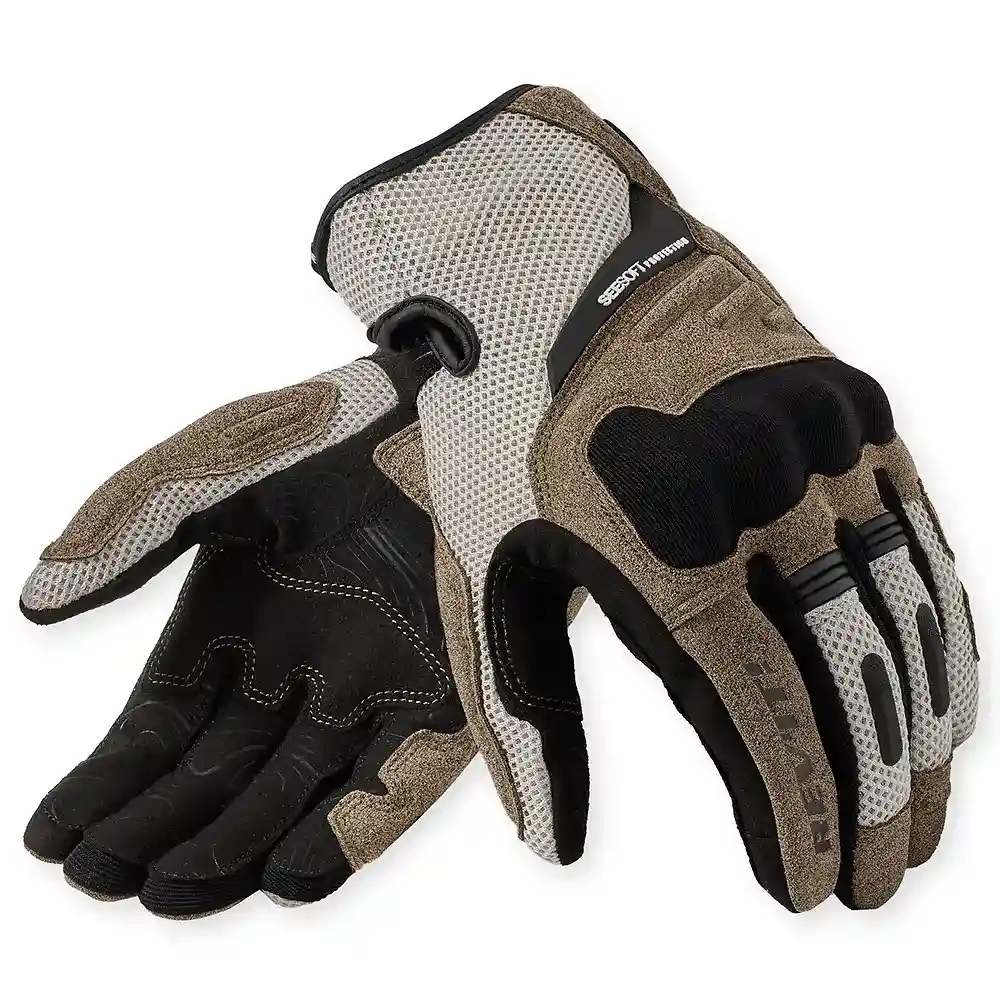 Materiales y estética visual de la versión Arena/Negro, 3XL del Cavern / Guantes ! - Moto Garage Miami