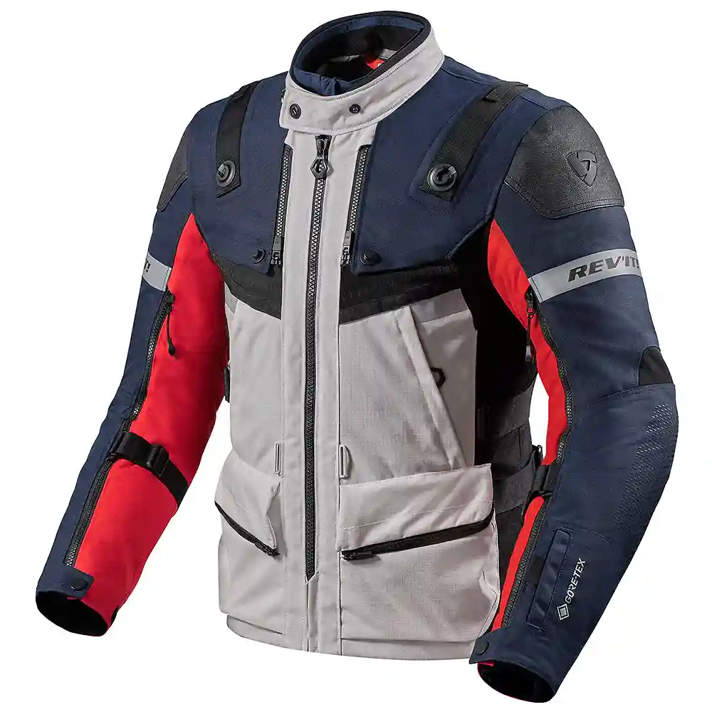 Detalle de pintura y diseño en tonalidad Rojo/Azul, 3XL del Defender 3 GTX / Chaqueta ! - Moto Garage Miami