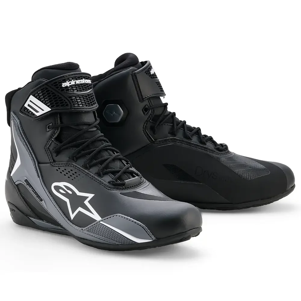 Materiales y estética visual de la versión Negro/Gris Cool/Blanco, 14 del Faster-4 Drystar / Zapatillas - Moto Garage Miami
