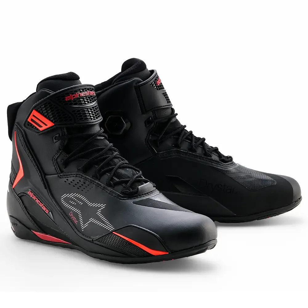 Toma estructural y acabado gráfico Negro/Rojo Rio/Rojo Fluor, 14 del modelo Faster-4 Drystar / Zapatillas - Moto Garage Miami