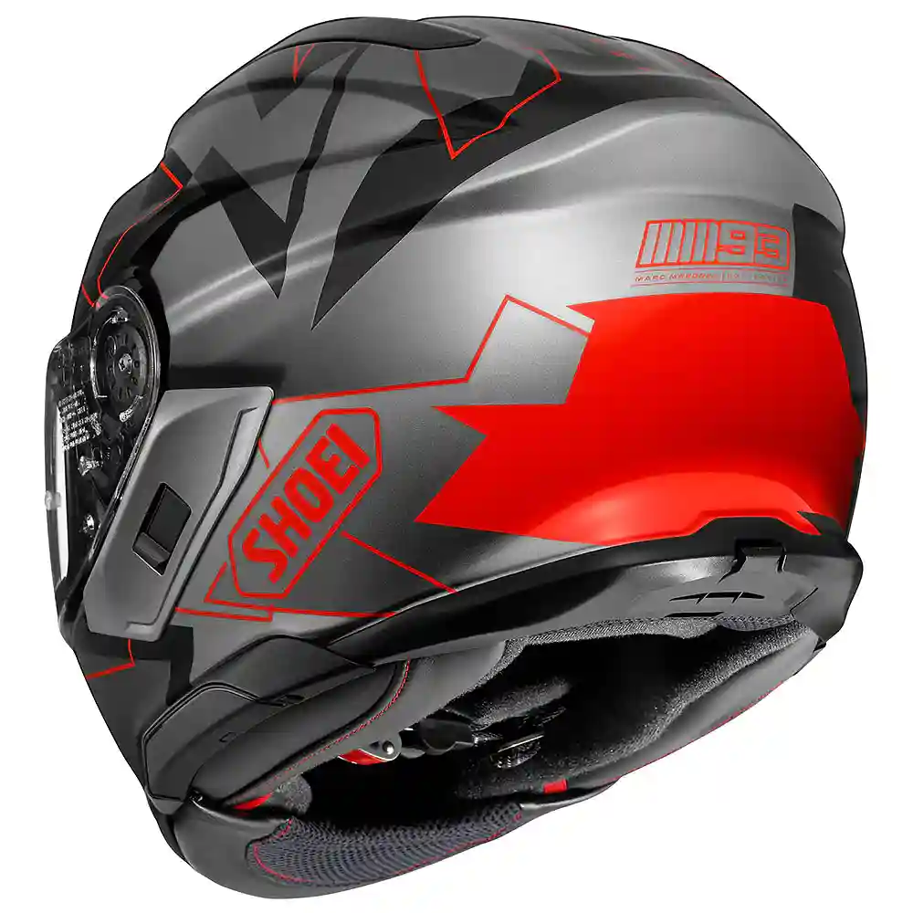 Detalle posterior y spoiler integrado del equipamiento GT-AIR 3 MM93 GRIP / Casco SHOEI - Moto Garage Miami